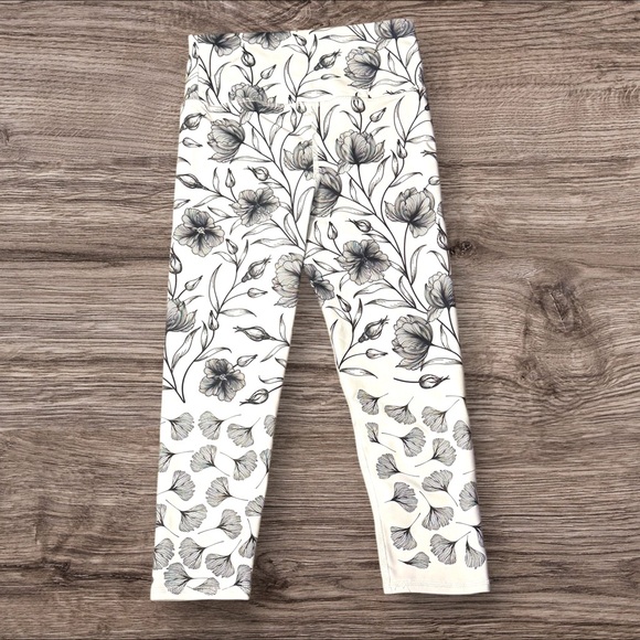 Evolution & Creation White Black Floral Print Leggings size M - Picture 2 of 8